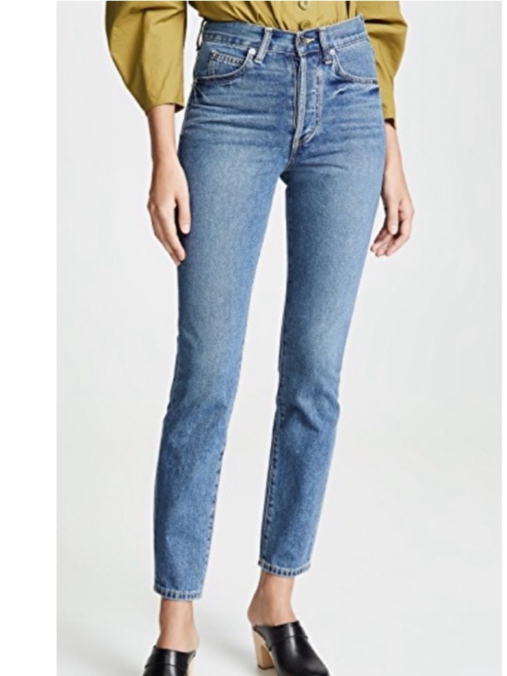 Eve Denim The Silver Bullet Jeans 26 mom Jean tapered high rise button fly